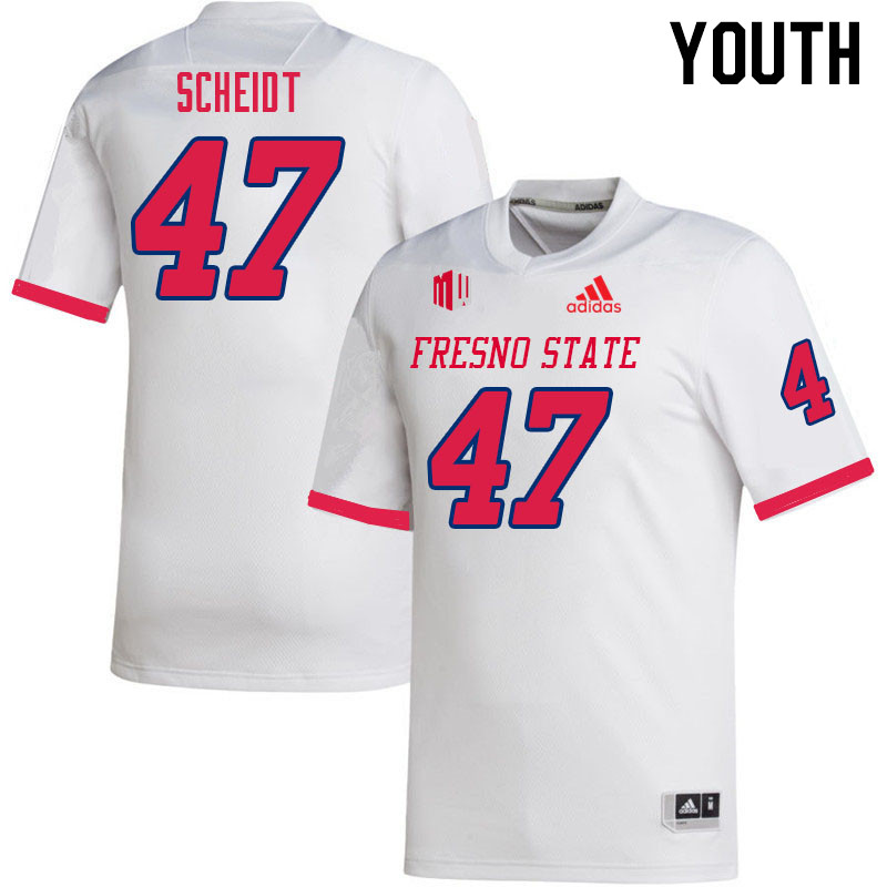 Youth #47 Seth Scheidt Fresno State Bulldogs College Football Jerseys Sale-White